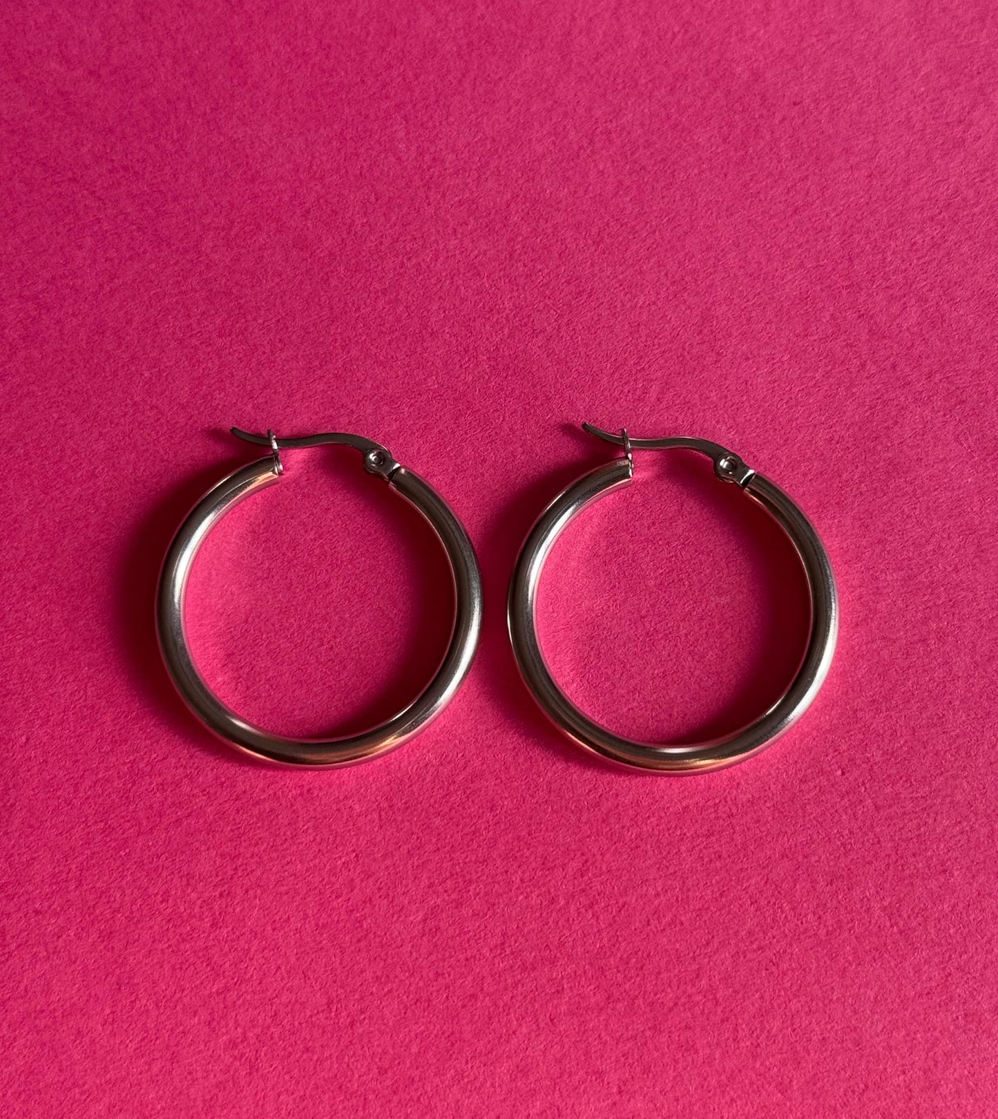 silver statement hoops