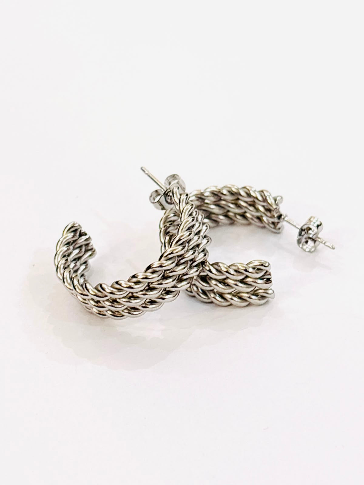 silver twisted hoops