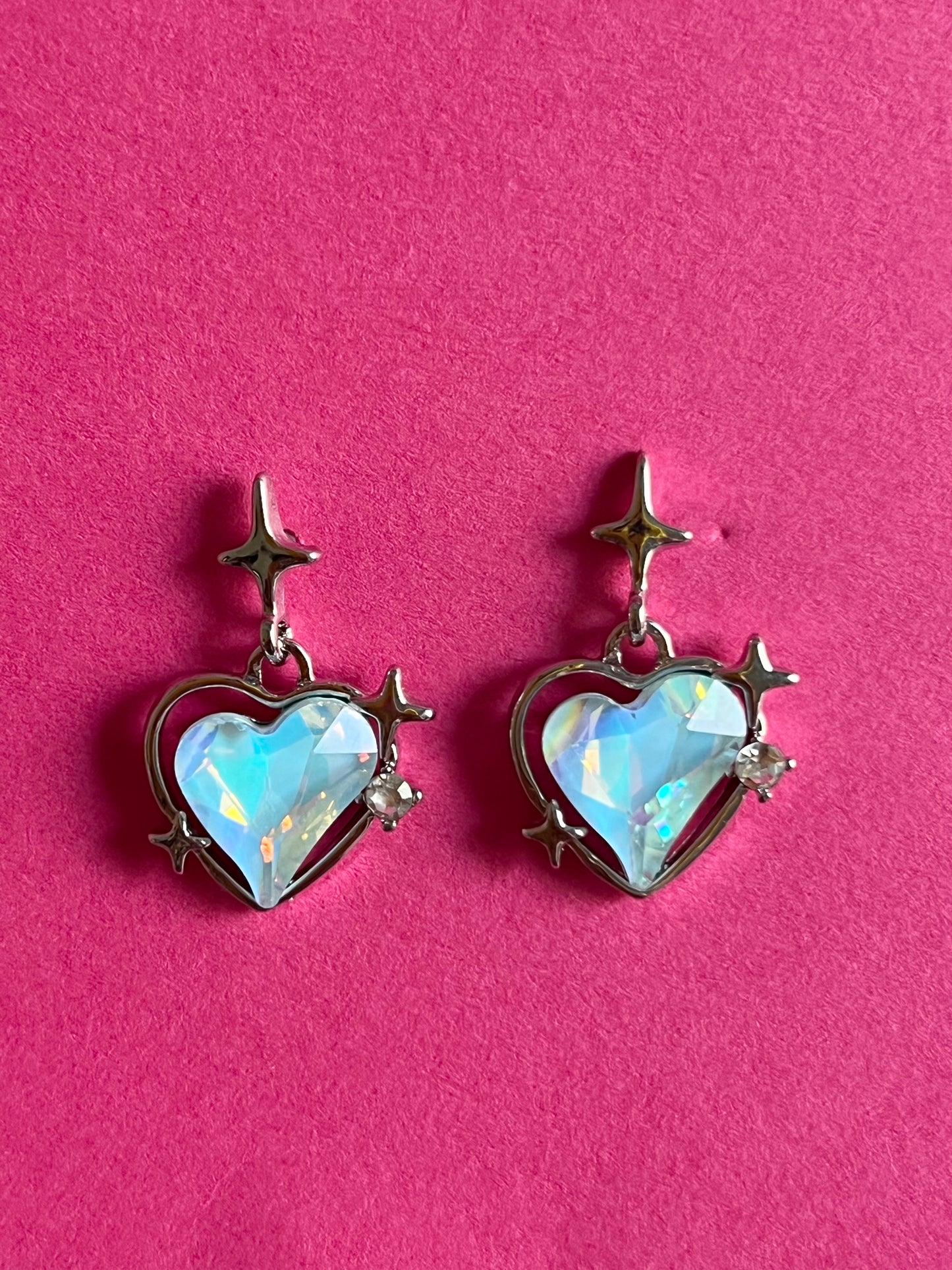 blue heart crystal earrings