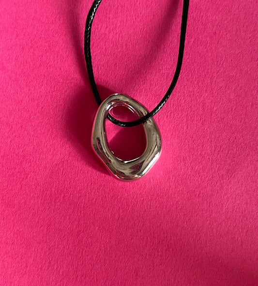 oval silver statement pendant