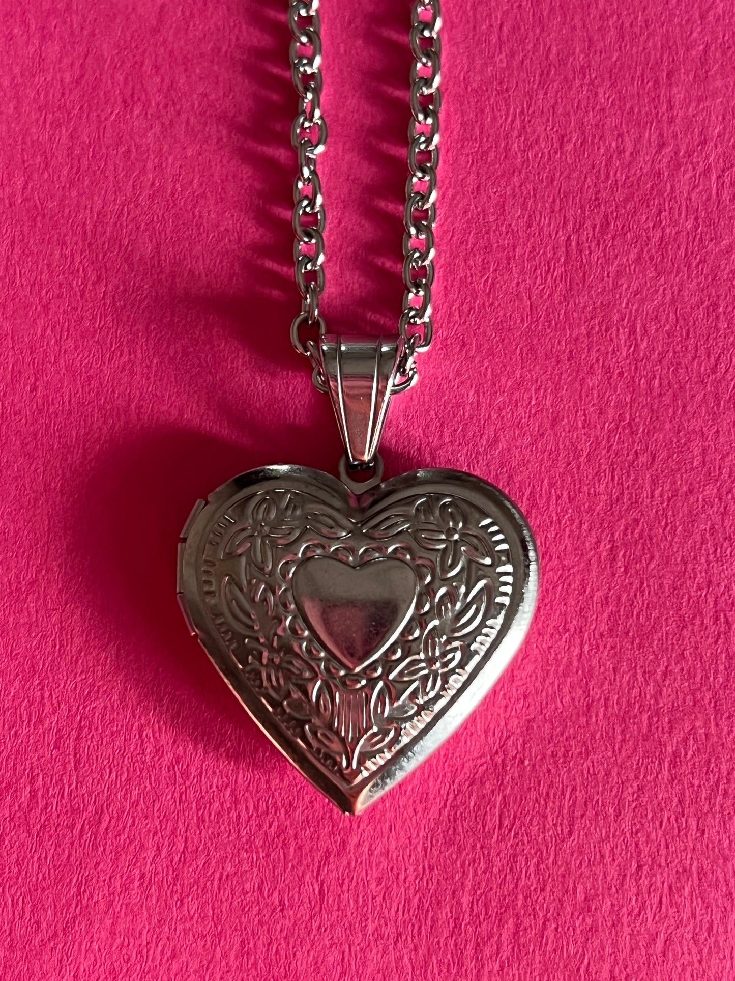 open heart silver pendant