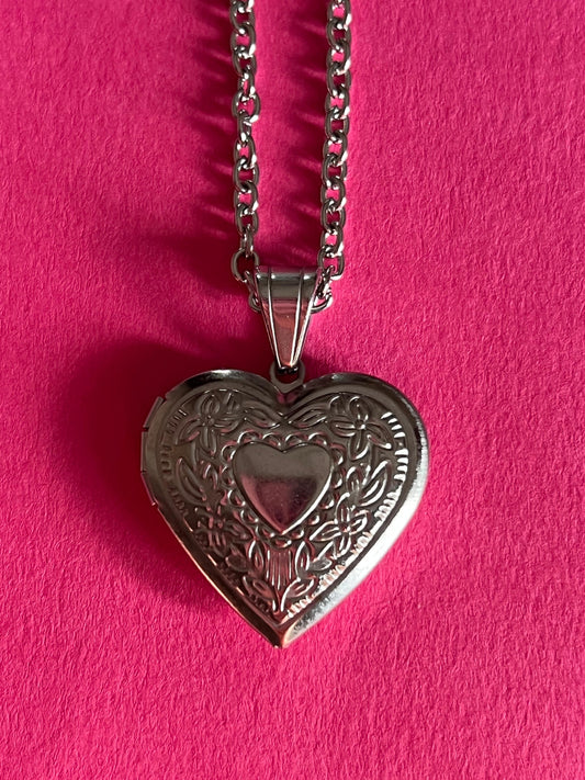 open heart silver pendant