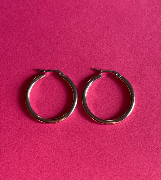 silver statement hoops