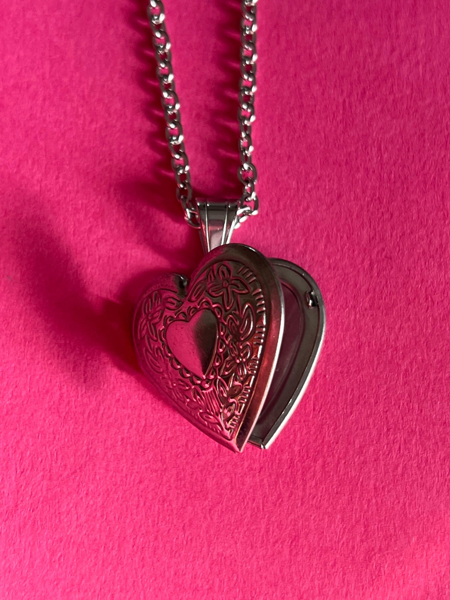 open heart silver pendant