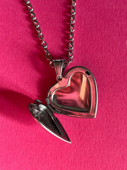 open heart silver pendant